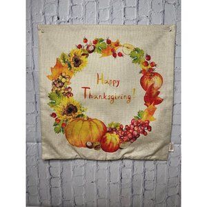 Happy Thanksgiving Day Fall Leaves Throw Pillow Cover Autumn Pumpkin Sunflowers